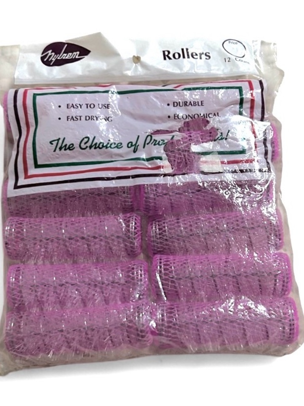 Vintage Nylrem Hair Wire Brush Rollers Mesh Curlers 3"x1.5" 12 Pack pink
